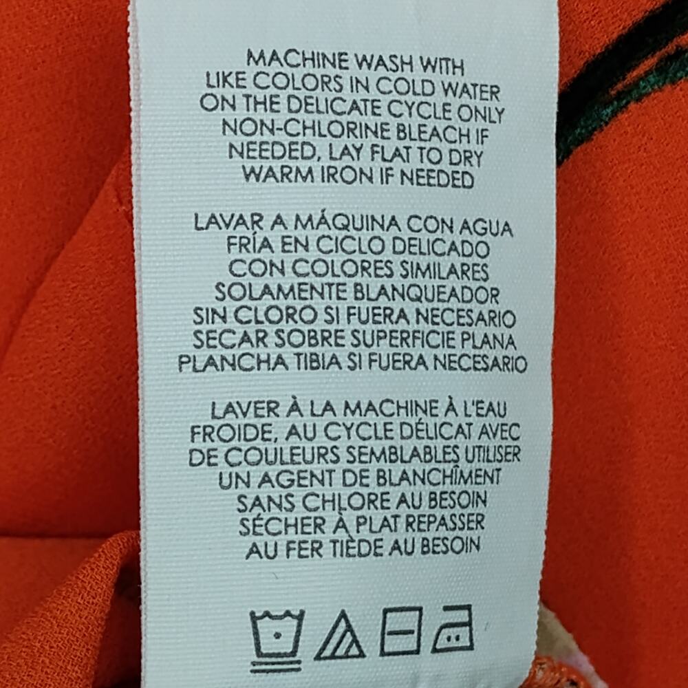 Cabi Casual Top Small Floral Orange White and Green Print Sleeveless Button Down - Picture 8 of 8